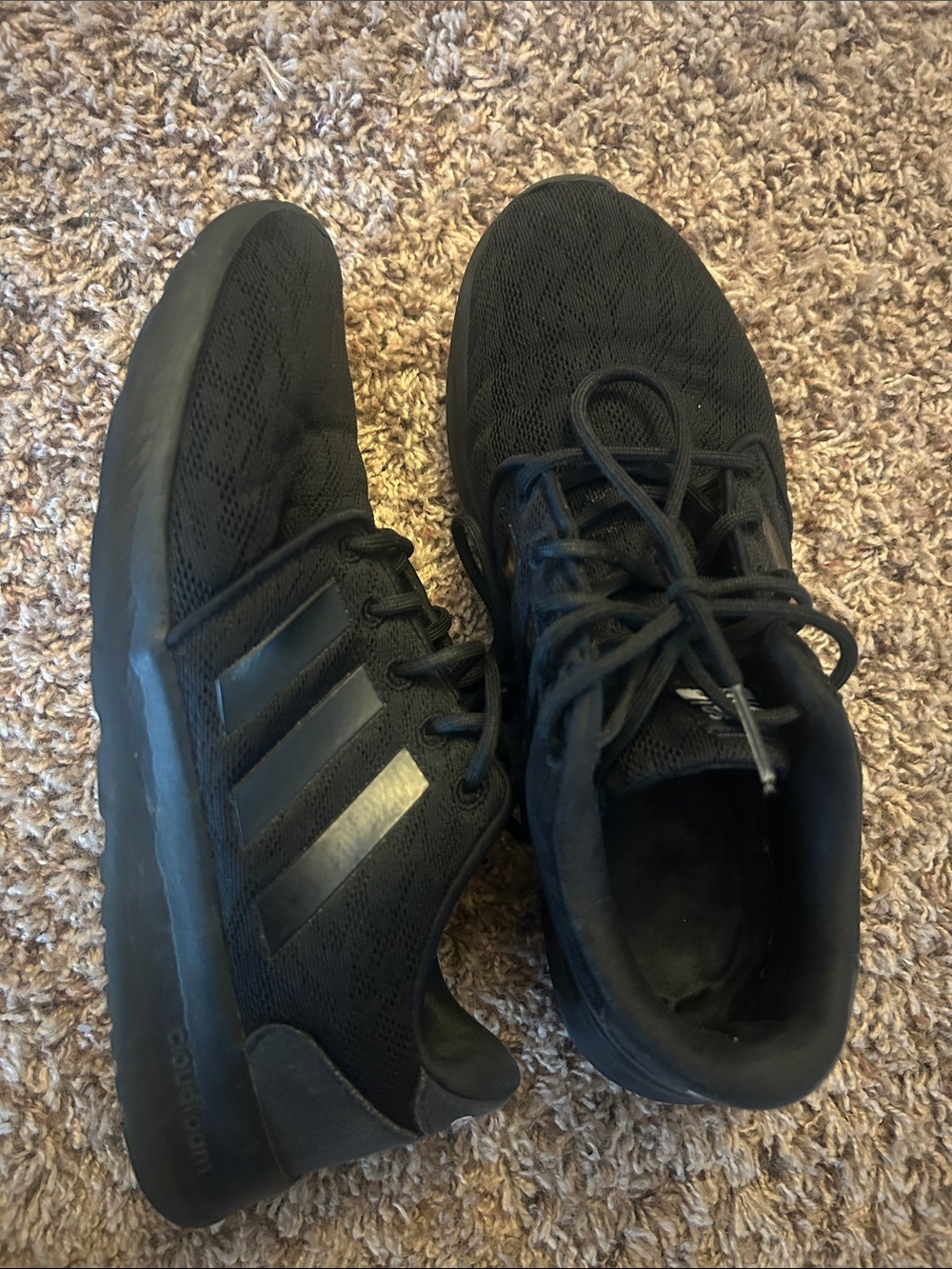 adidas cloud foam Black Knit Running Sneakers